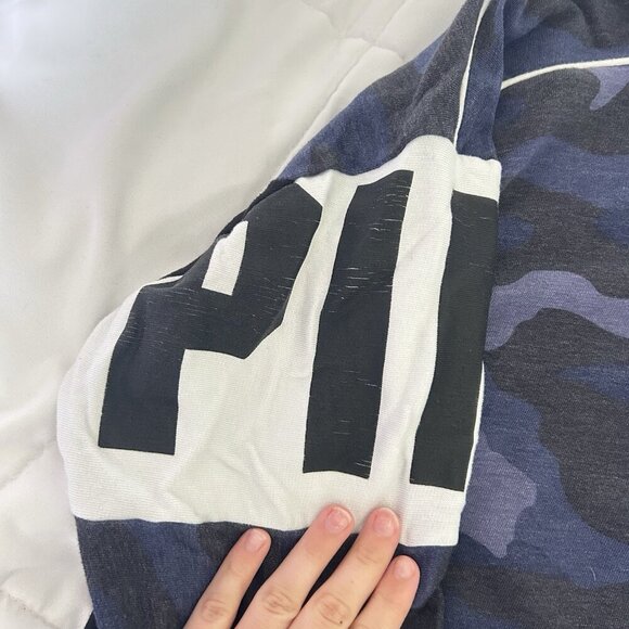 VS Victorias Secret Pink Half Zip Pullover Sweater Jacket Navy Camo Womens XS - Picture 2 of 8